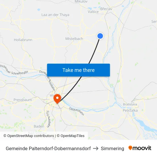 Gemeinde Palterndorf-Dobermannsdorf to Simmering map