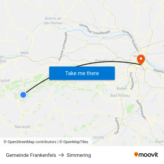 Gemeinde Frankenfels to Simmering map