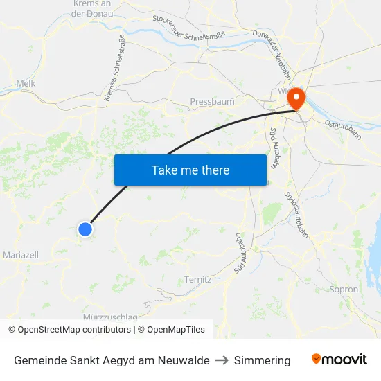 Gemeinde Sankt Aegyd am Neuwalde to Simmering map