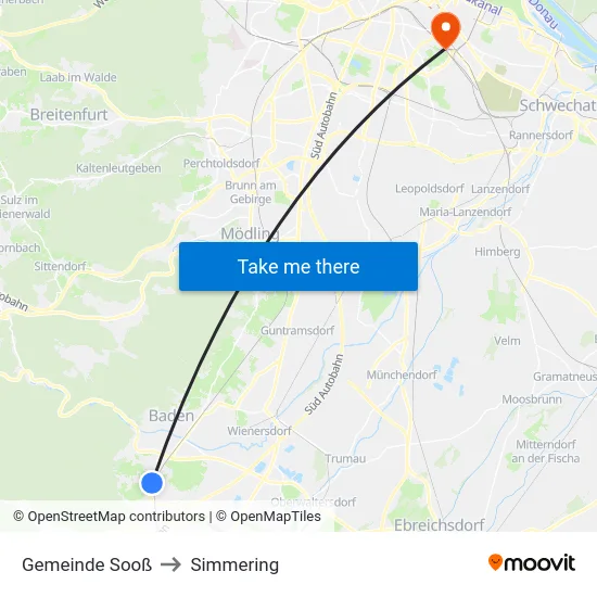 Gemeinde Sooß to Simmering map