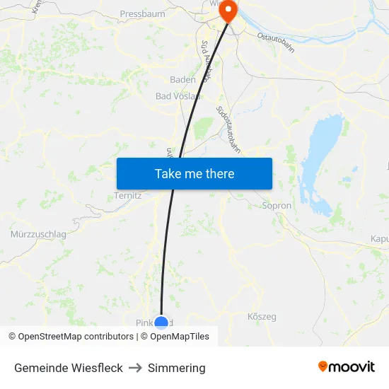 Gemeinde Wiesfleck to Simmering map