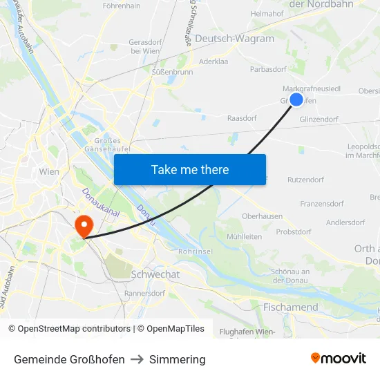 Gemeinde Großhofen to Simmering map
