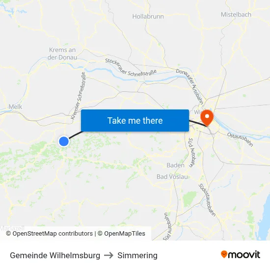 Gemeinde Wilhelmsburg to Simmering map