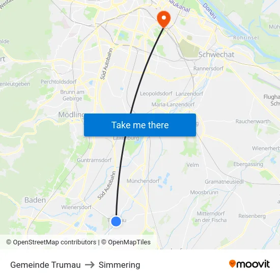 Gemeinde Trumau to Simmering map