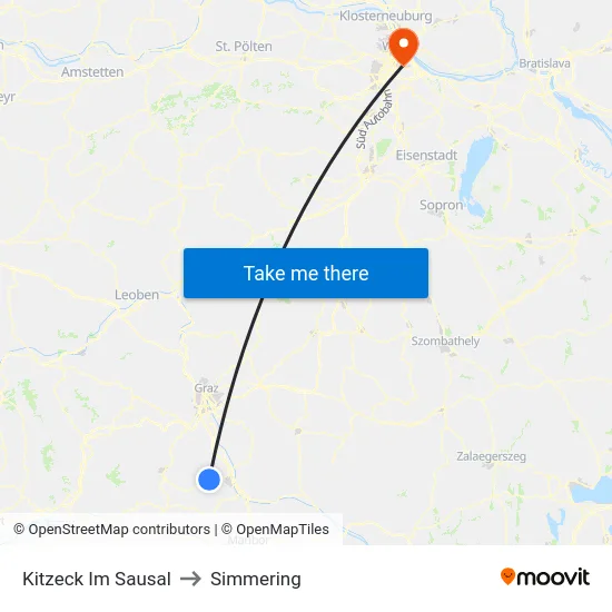 Kitzeck Im Sausal to Simmering map