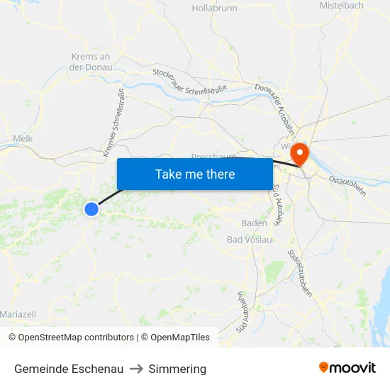 Gemeinde Eschenau to Simmering map