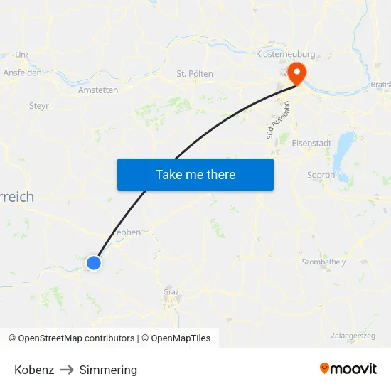 Kobenz to Simmering map