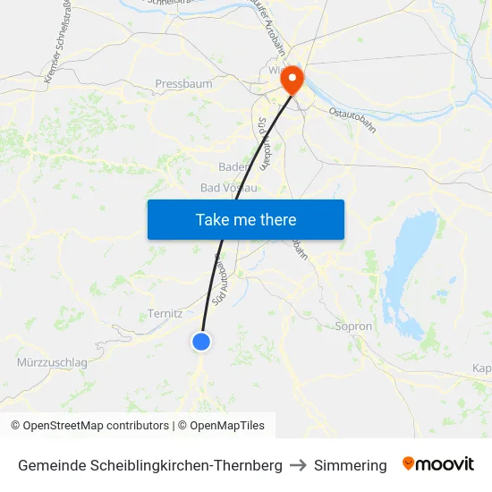 Gemeinde Scheiblingkirchen-Thernberg to Simmering map