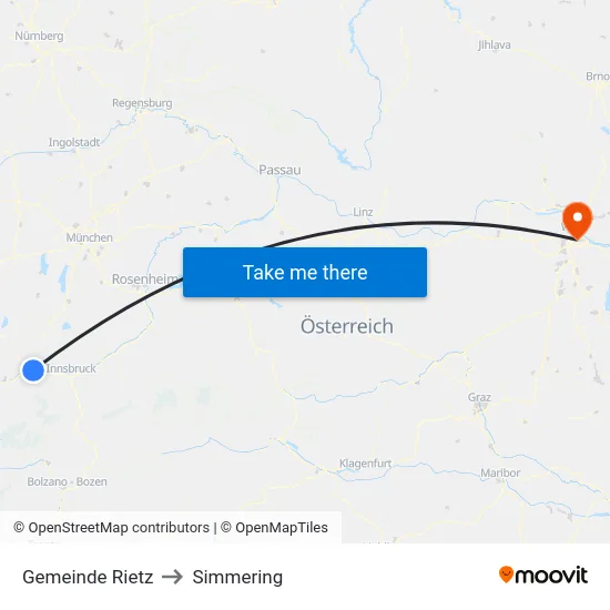 Gemeinde Rietz to Simmering map