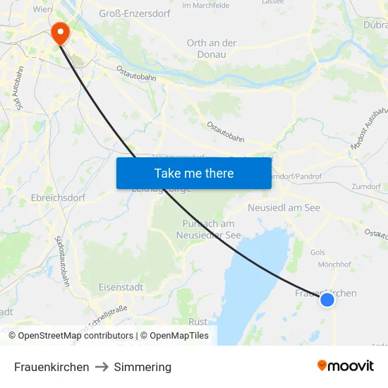Frauenkirchen to Simmering map