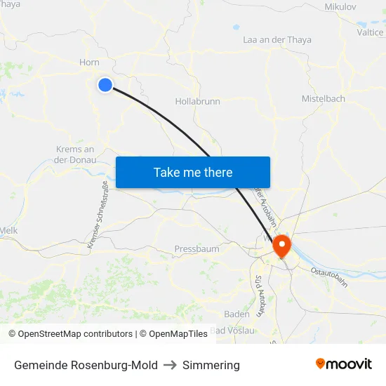 Gemeinde Rosenburg-Mold to Simmering map