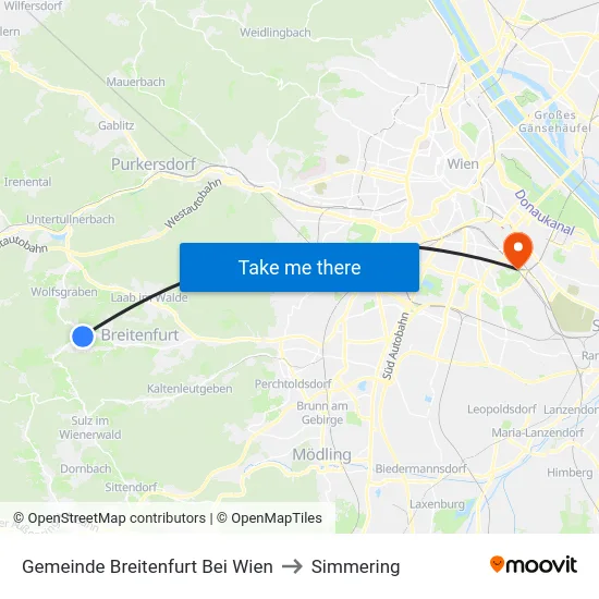 Gemeinde Breitenfurt Bei Wien to Simmering map
