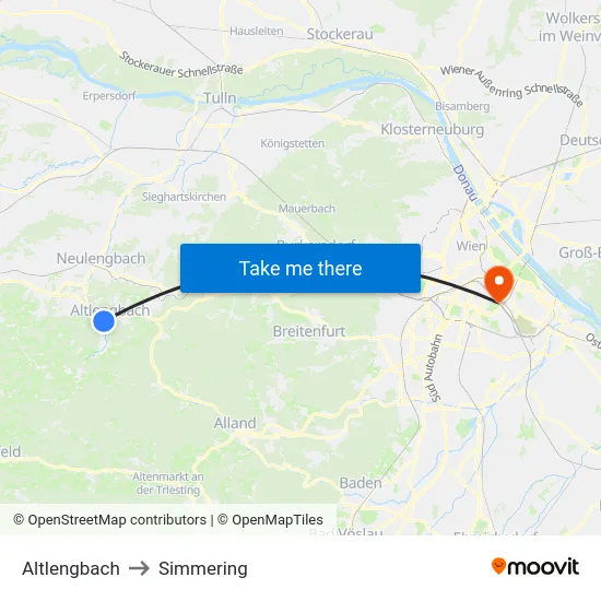 Altlengbach to Simmering map
