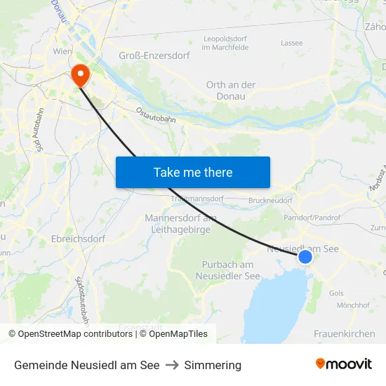 Gemeinde Neusiedl am See to Simmering map