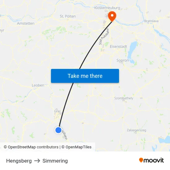 Hengsberg to Simmering map