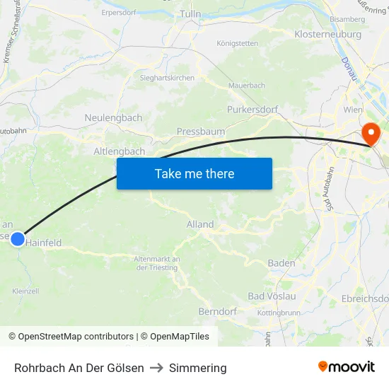 Rohrbach An Der Gölsen to Simmering map