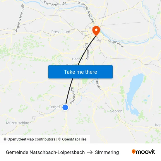 Gemeinde Natschbach-Loipersbach to Simmering map