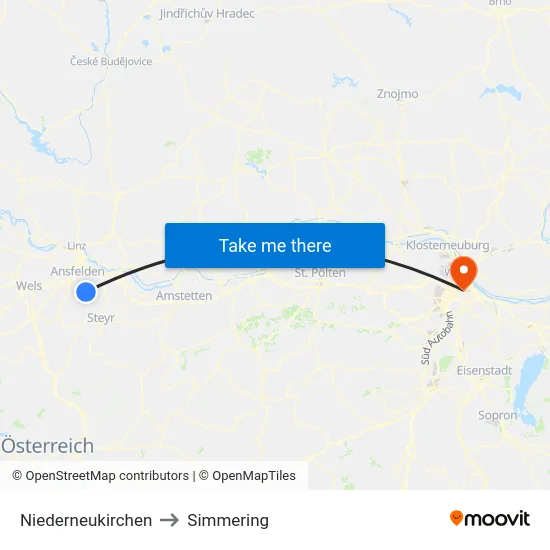 Niederneukirchen to Simmering map