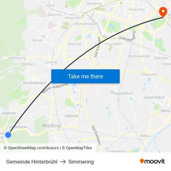 Gemeinde Hinterbrühl to Simmering map