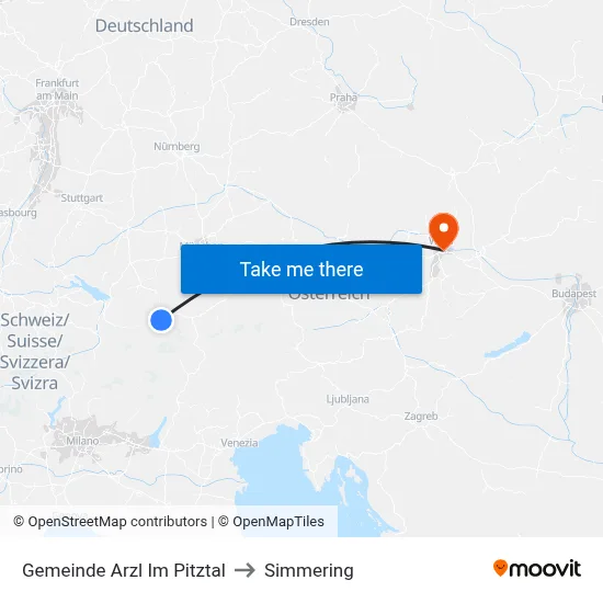 Gemeinde Arzl Im Pitztal to Simmering map
