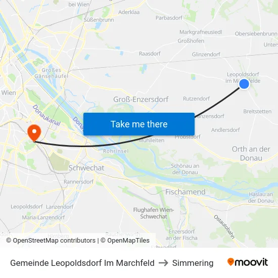 Gemeinde Leopoldsdorf Im Marchfeld to Simmering map