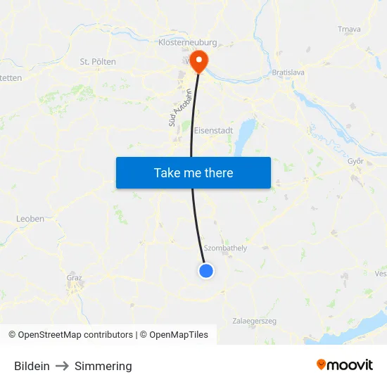Bildein to Simmering map