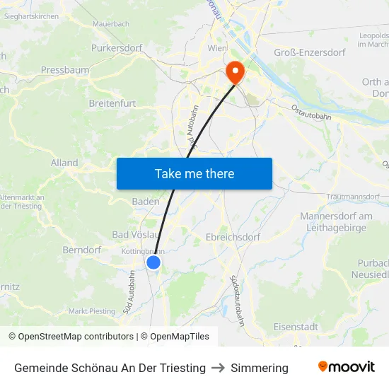 Gemeinde Schönau An Der Triesting to Simmering map
