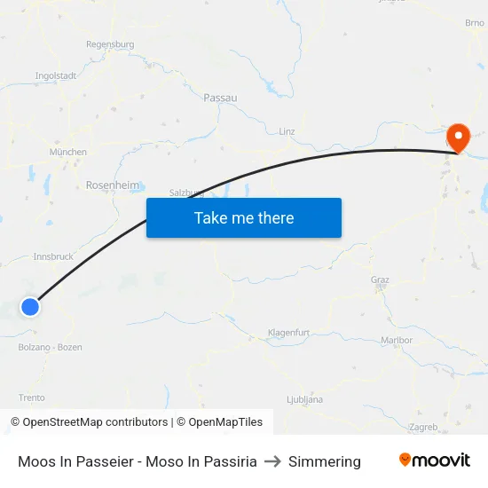 Moos In Passeier - Moso In Passiria to Simmering map