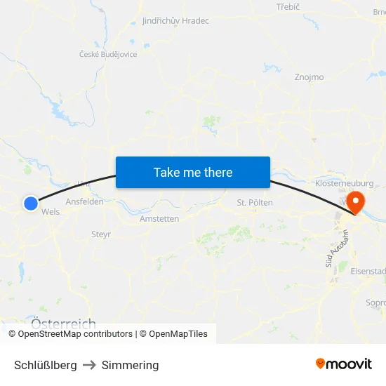 Schlüßlberg to Simmering map