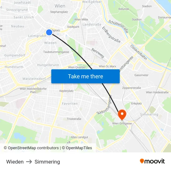Wieden to Simmering map