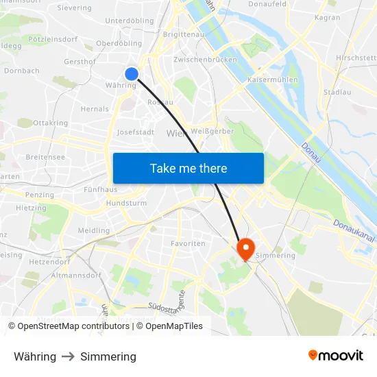 Währing to Simmering map