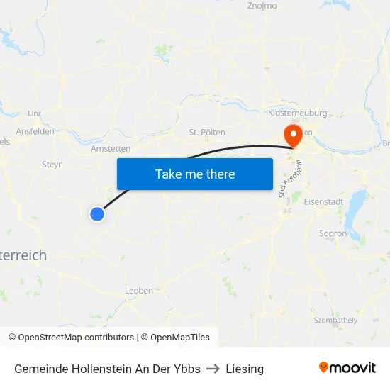 Gemeinde Hollenstein An Der Ybbs to Liesing map