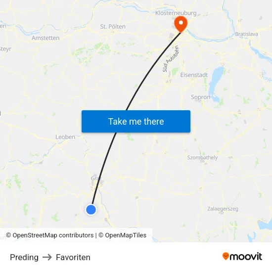Preding to Favoriten map