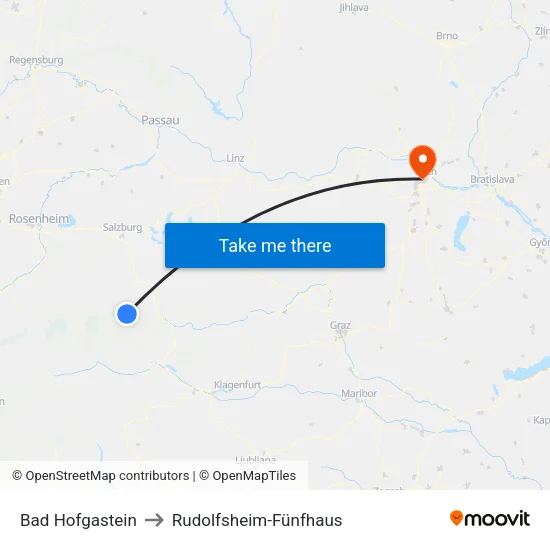 Bad Hofgastein to Rudolfsheim-Fünfhaus map