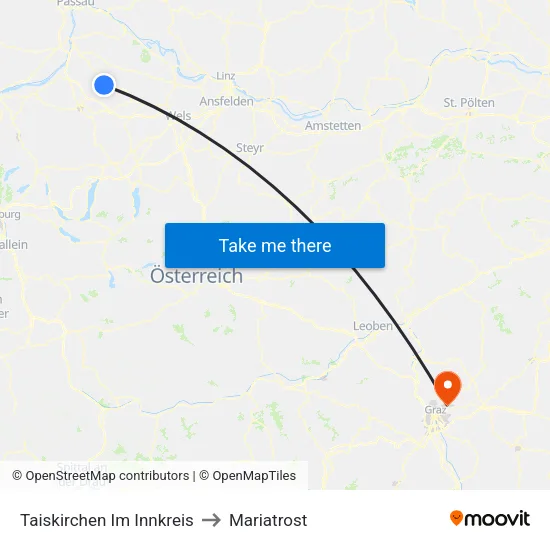 Taiskirchen Im Innkreis to Mariatrost map