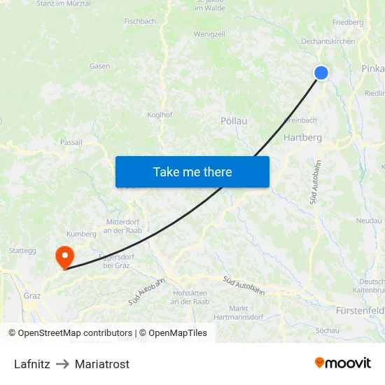 Lafnitz to Mariatrost map