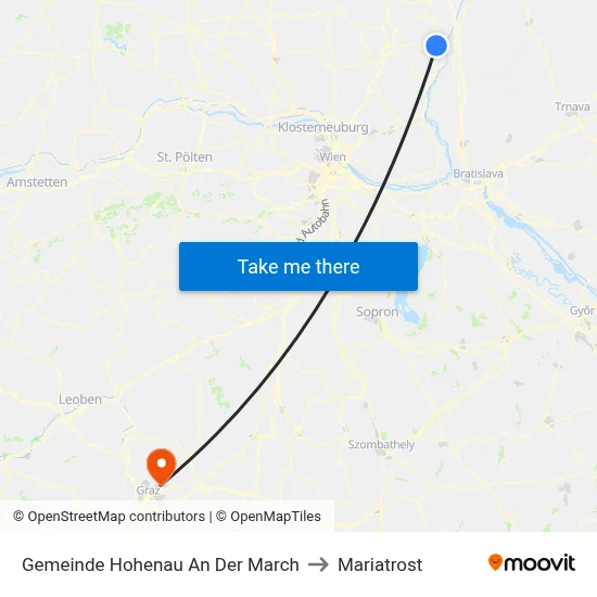 Gemeinde Hohenau An Der March to Mariatrost map