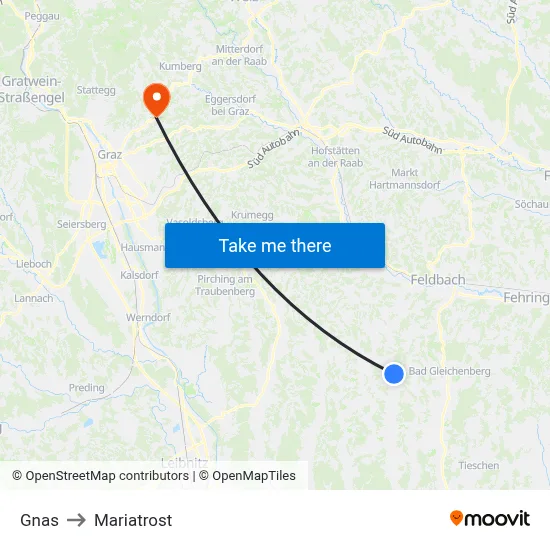 Gnas to Mariatrost map