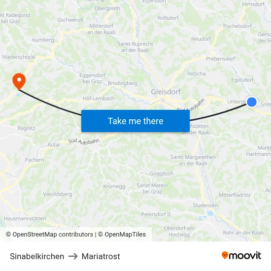 Sinabelkirchen to Mariatrost map