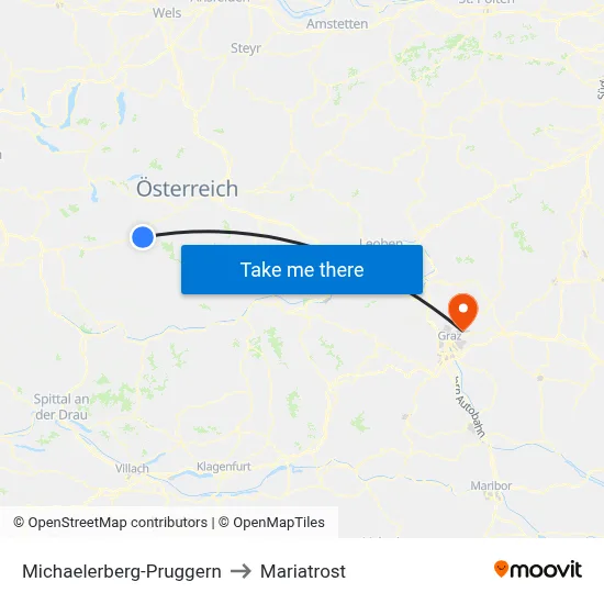 Michaelerberg-Pruggern to Mariatrost map