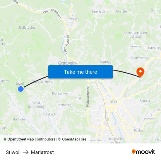 Stiwoll to Mariatrost map