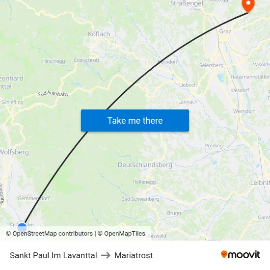 Sankt Paul Im Lavanttal to Mariatrost map
