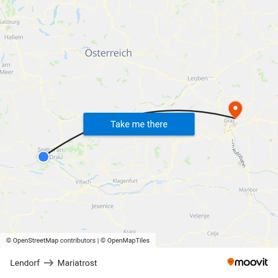 Lendorf to Mariatrost map