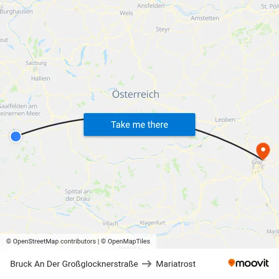 Bruck An Der Großglocknerstraße to Mariatrost map