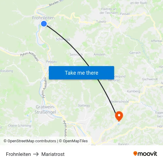 Frohnleiten to Mariatrost map