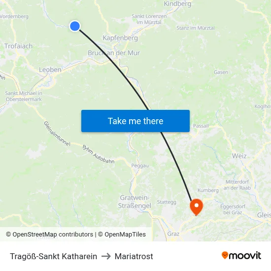 Tragöß-Sankt Katharein to Mariatrost map