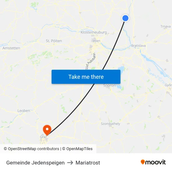 Gemeinde Jedenspeigen to Mariatrost map