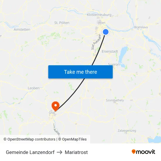 Gemeinde Lanzendorf to Mariatrost map