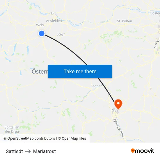 Sattledt to Mariatrost map