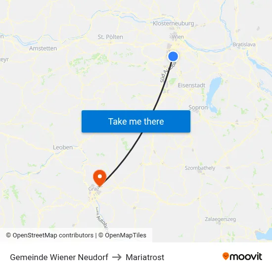 Gemeinde Wiener Neudorf to Mariatrost map